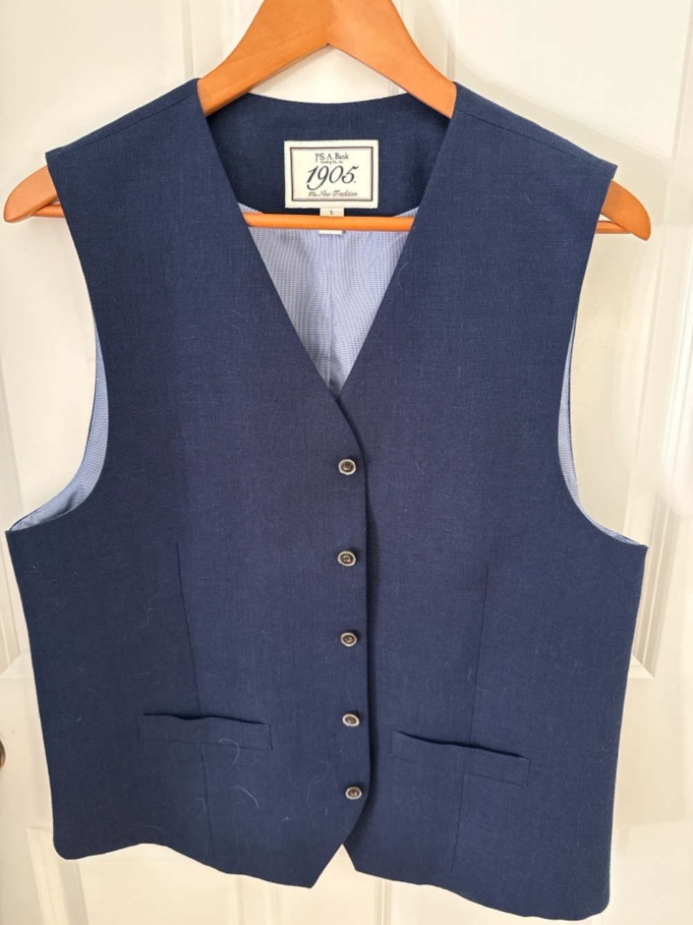 Jos. A. Bank 1905 Navy Linen Blend Men’s Classic Button-Up Tailored Vest